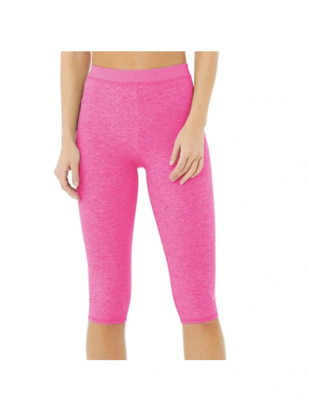 LIKE NEW ALO Yoga ALOSOFT Capri Leggings Neon Heathered Pink
